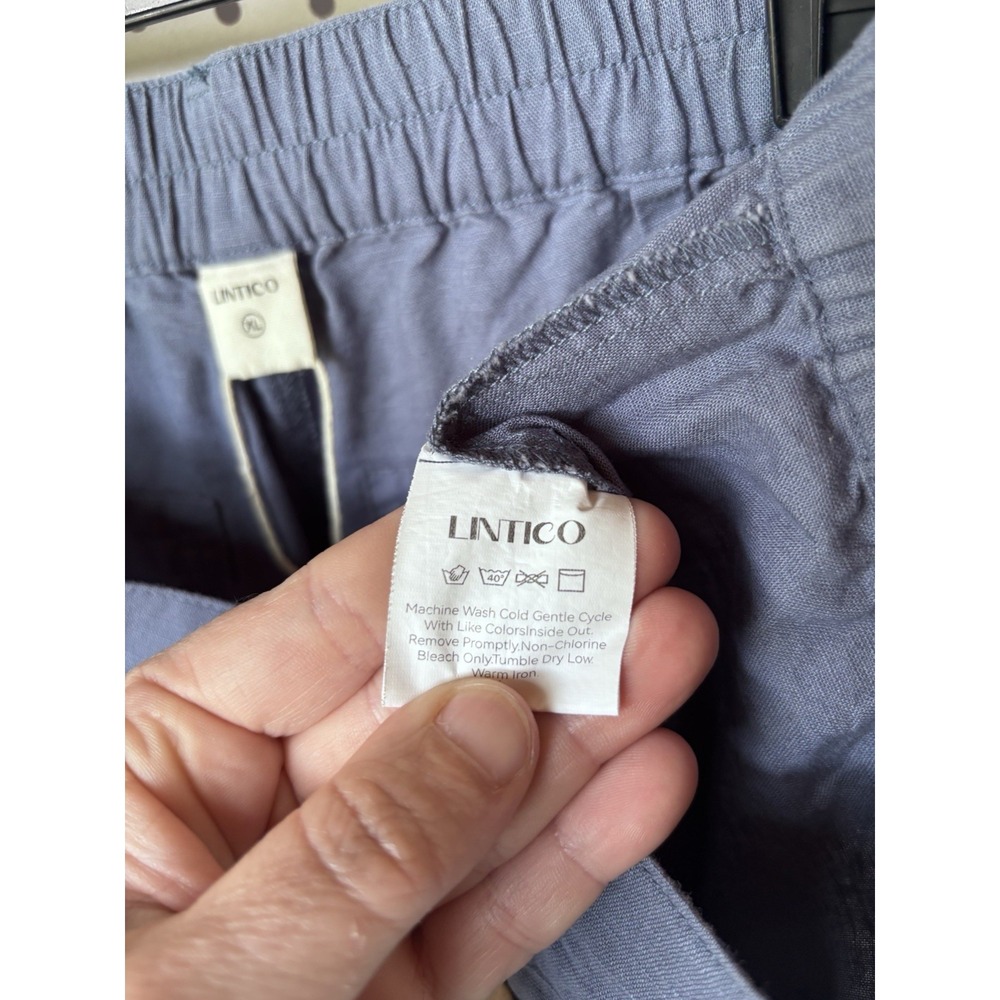 Lintico Heidi Linen Simple Button Fly Trousers Size XL Blue Lagenlook Minimalist - Picture 5 of 6